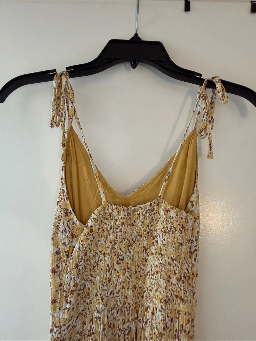 Abercrombie & Fitch Yellow Floral Maxi Dress with Tie Strap